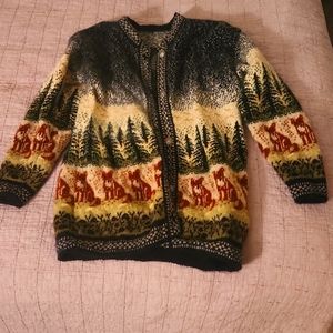 vintage wool fox cardigan